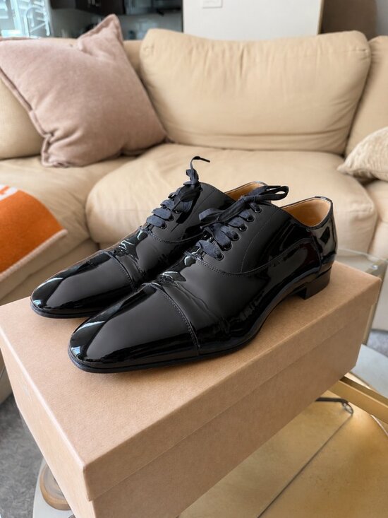 Christian Louboutin Greggo Flat Black Patent Leather Oxford Dress Shoes 42.5 main image 5